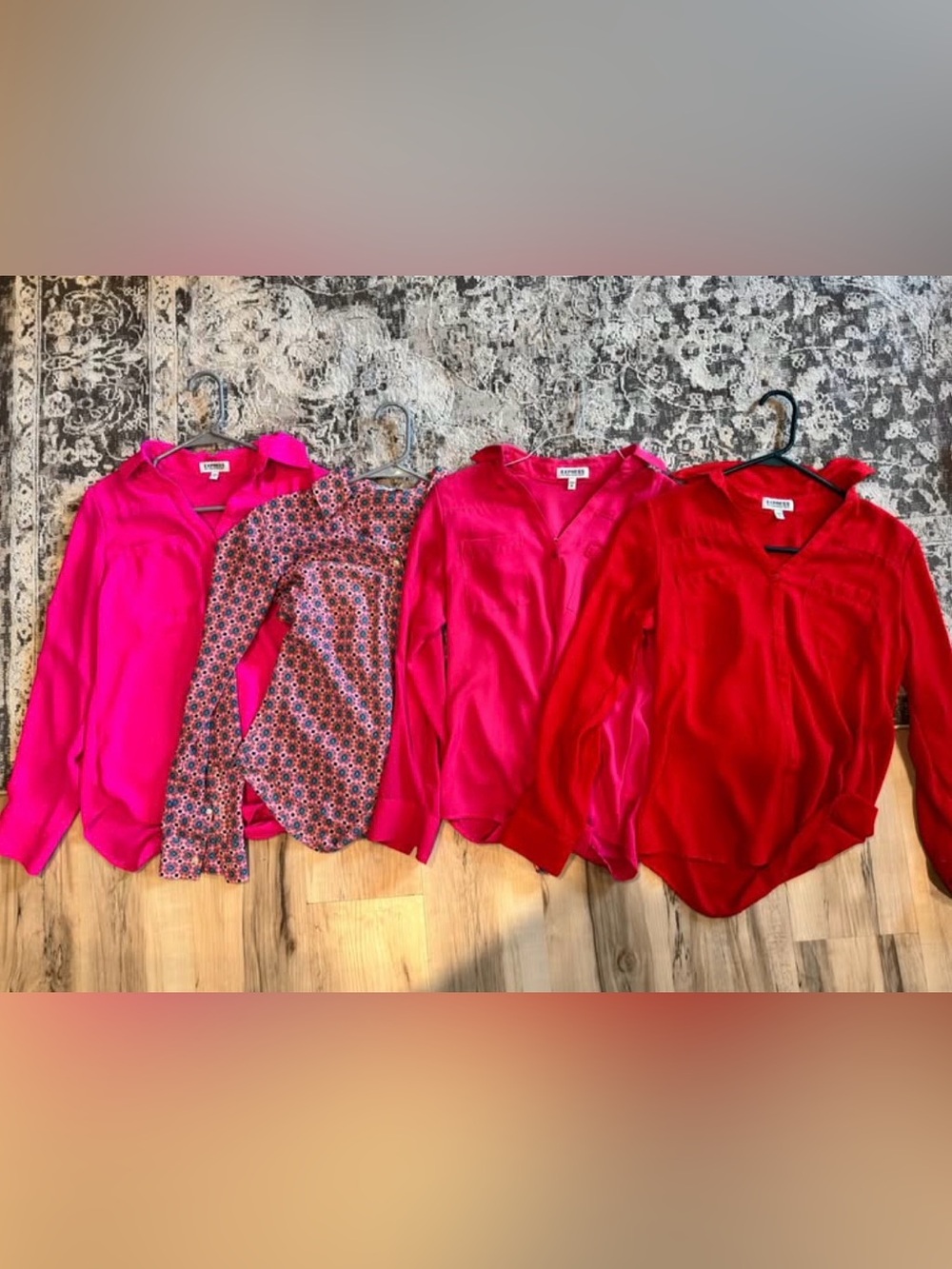 Express Women's Bright Pink Button-Down Shirt